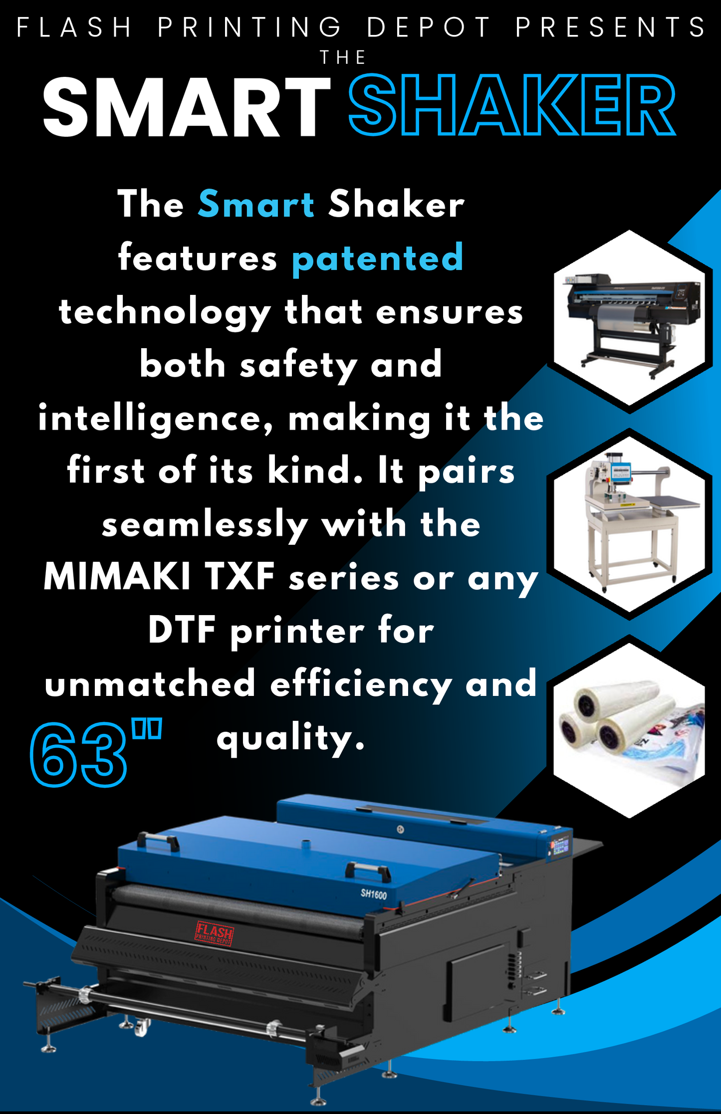 THE SMART SHAKER: 63" DTF SMART SHAKER WITH AUTO STOP POWDER LID