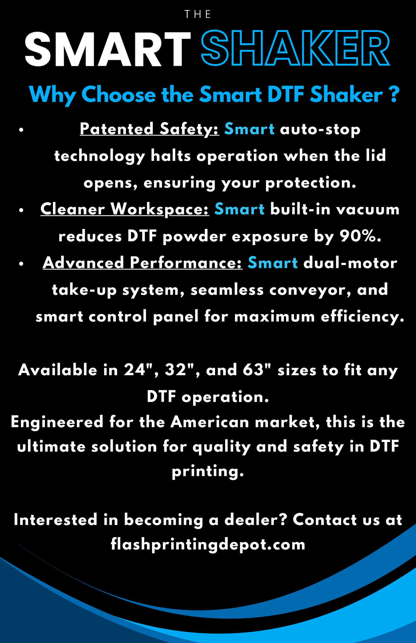 THE SMART SHAKER: 63" DTF SMART SHAKER WITH AUTO STOP POWDER LID