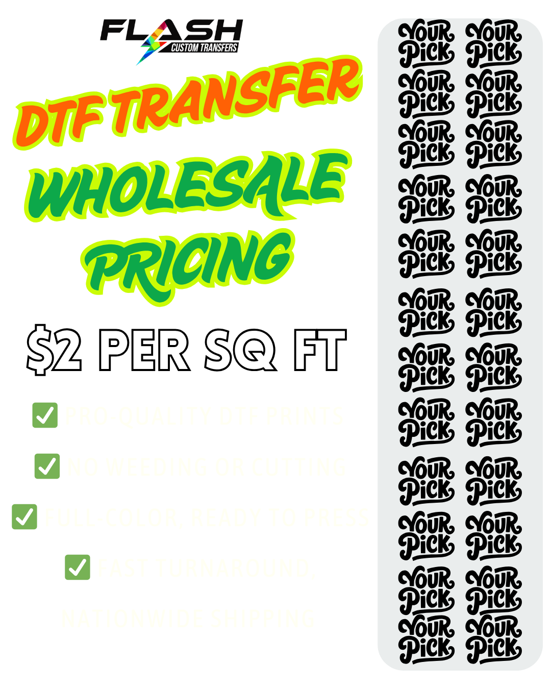 Custom DTF Gang Sheets at WHOLESALE PRICES!!!!
