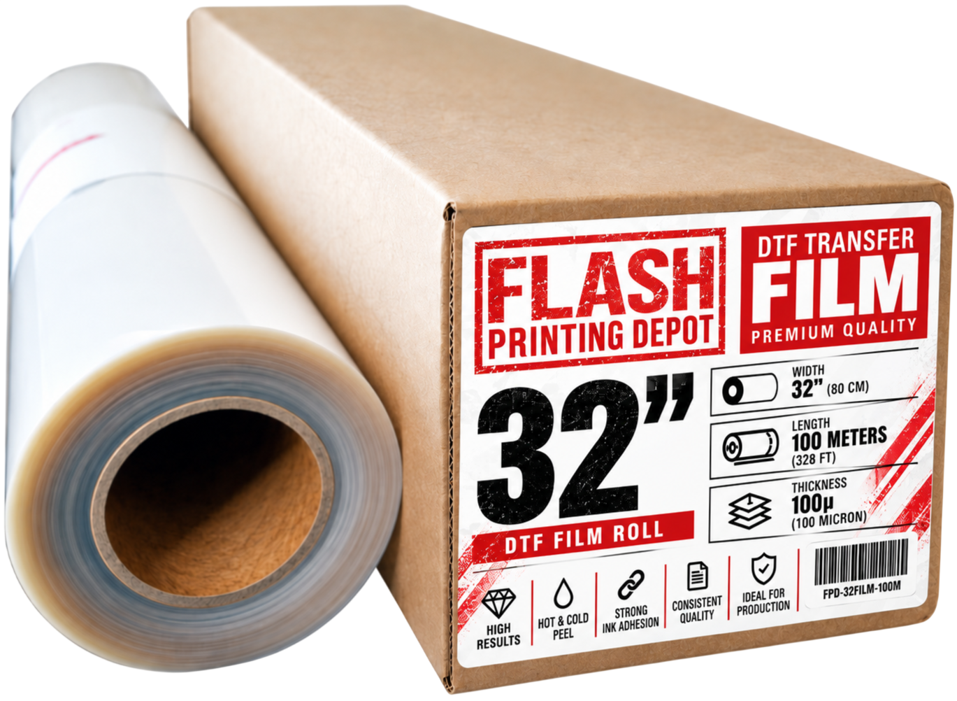 32-inch DTF Film Roll | Instant Peel, 80cm × 100m – Flash Printing