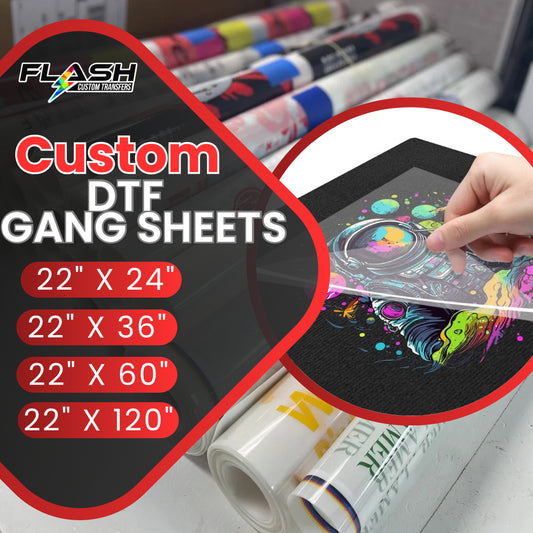 Custom DTF gang sheet size chart