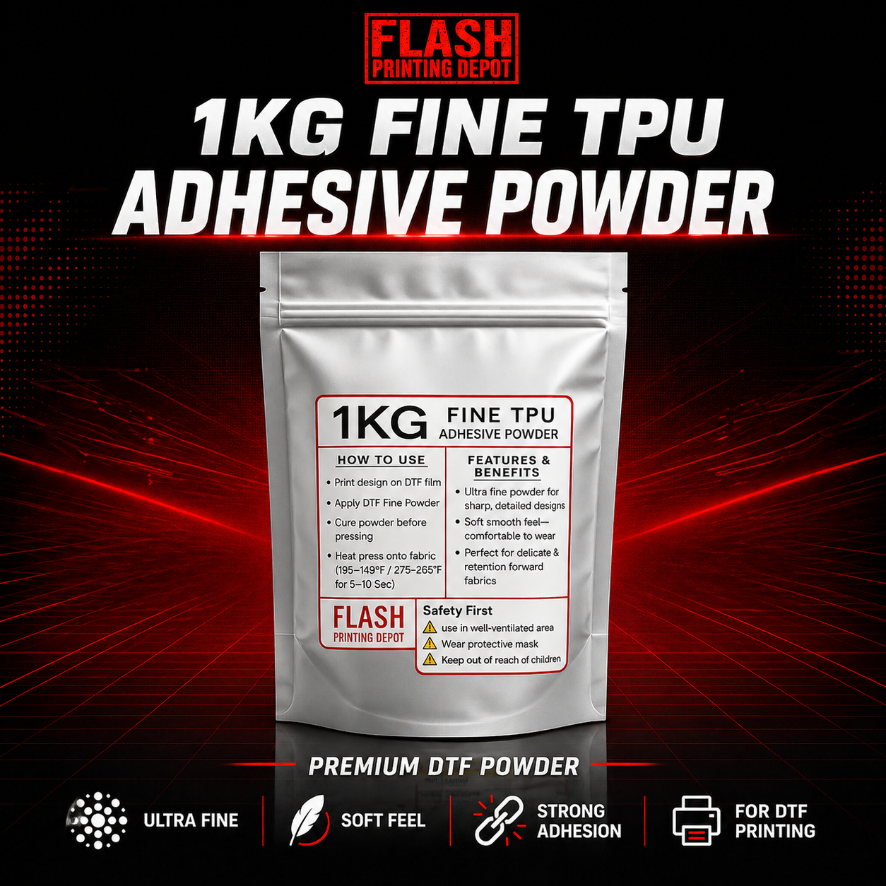 DTF TPU Powder – Hot Melt Adhesive, OEKO-TEX Certified | Flash Printing Depot