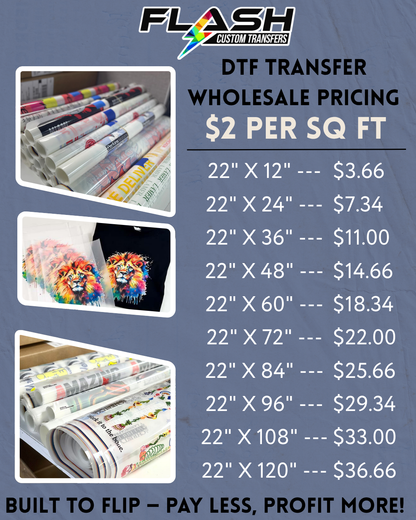 dtf transfer wholesale pricing chart list